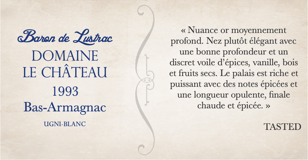 Dégustation du bas armagnac 1993 Domaine du château par Tasted